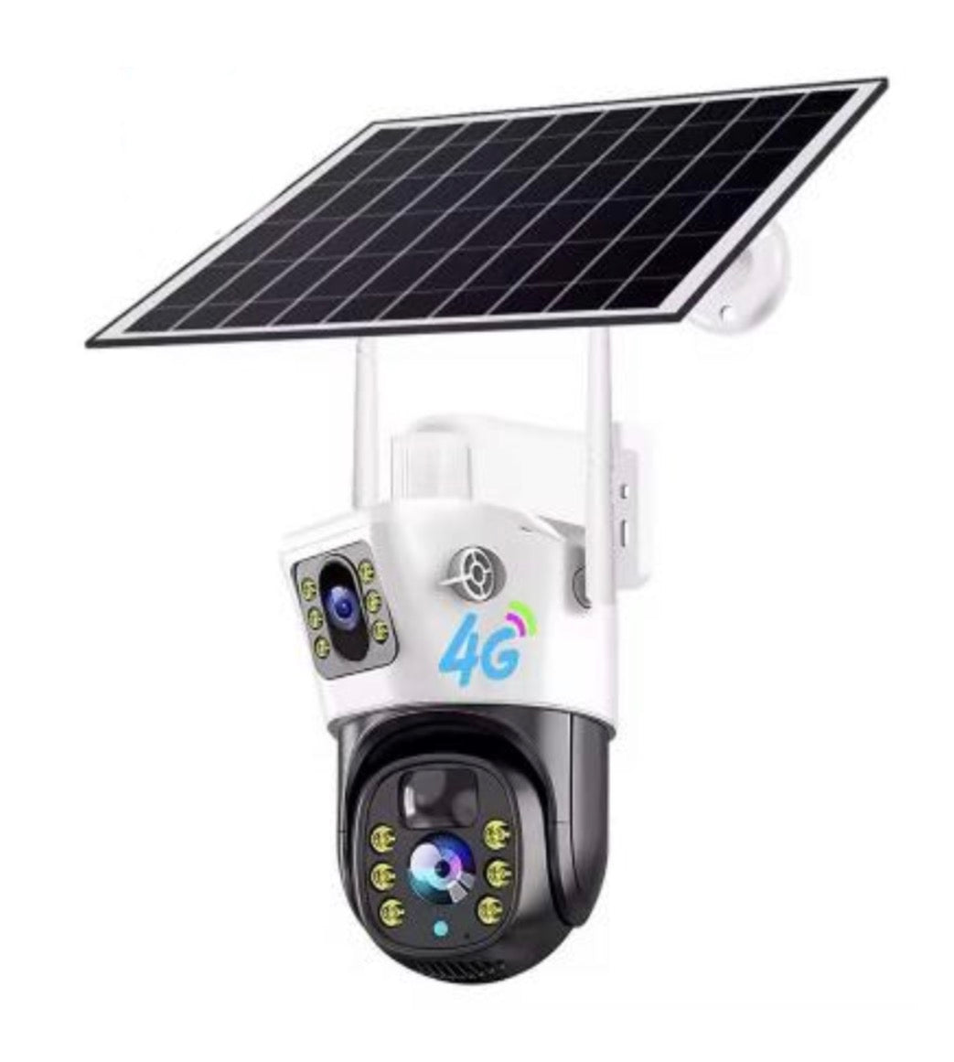 Camara Para Exteriors Doble Lente Doble Antena, con Panel Solar