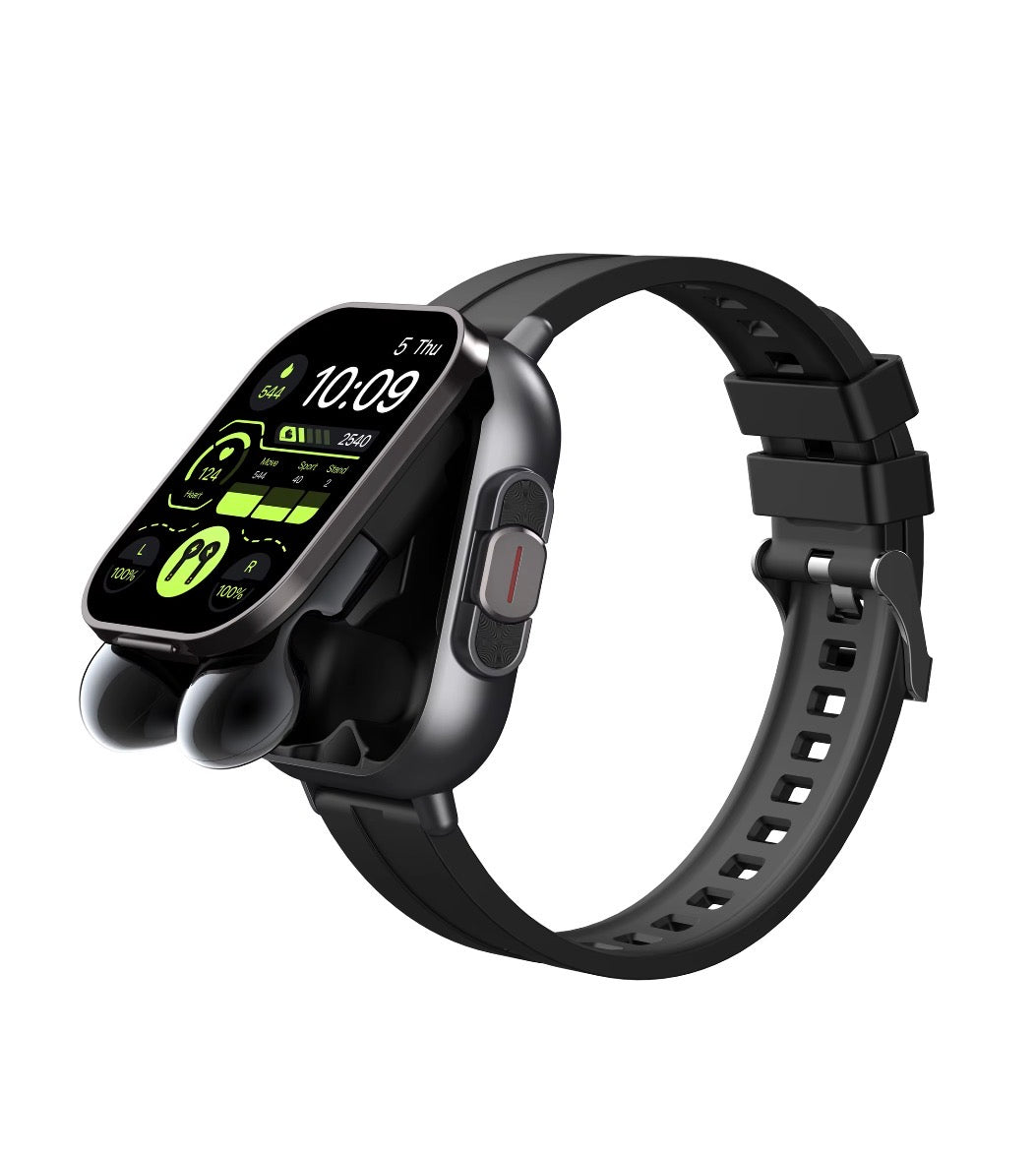 Smartwatch 2 en 1 con Monitor de Salud y Audífonos Bluetooth Incorporados